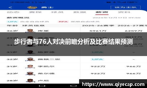 步行者与76人对决前瞻分析及比赛结果预测